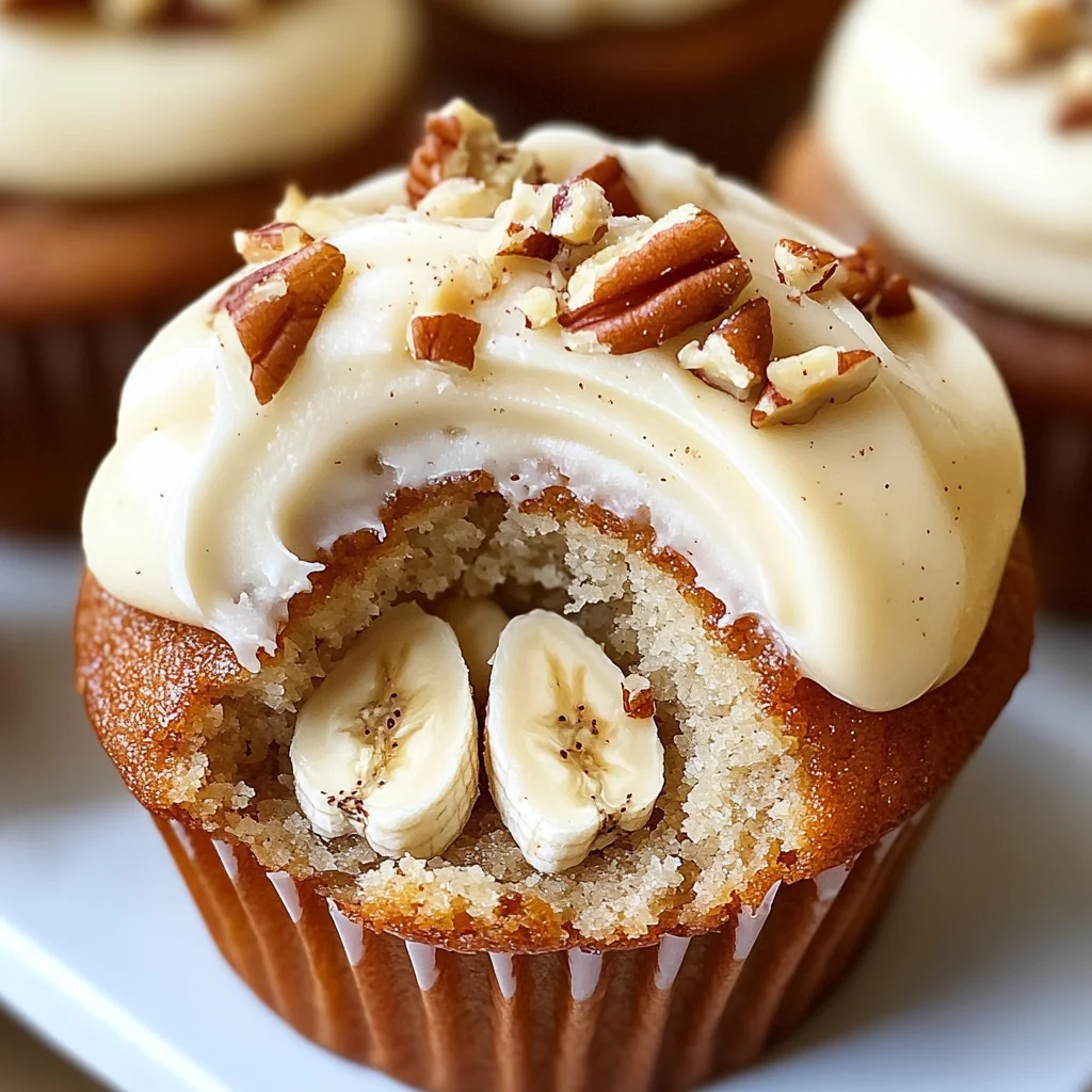 Banana Cinnamon Pecan Cupcakes with Cream Cheese Frosting