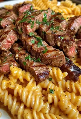 Cajun Garlic Butter Steak with Four-Cheese Twisted Pasta