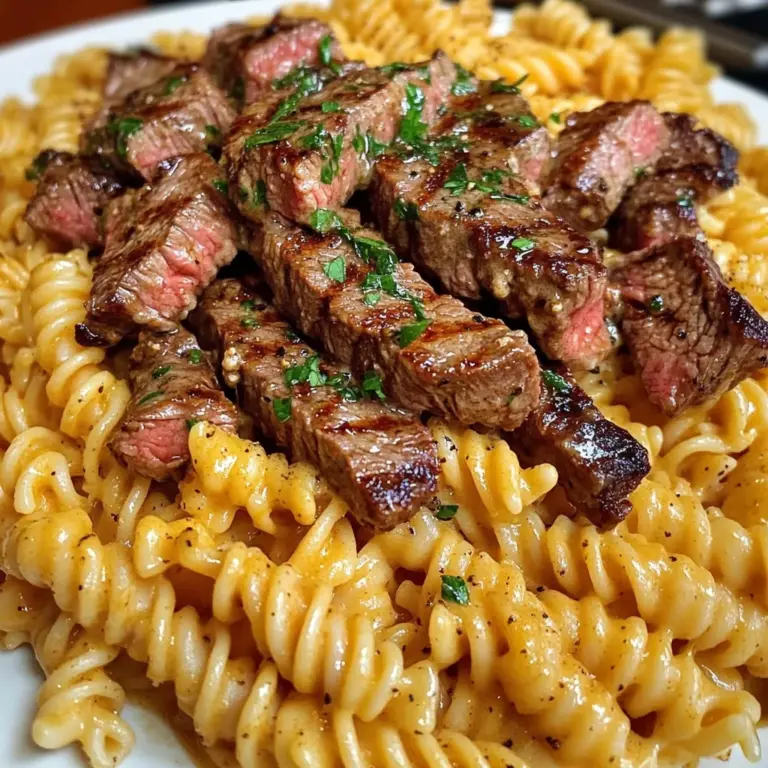 Cajun Garlic Butter Steak with Four-Cheese Twisted Pasta