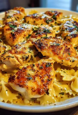 Cheesy Mozzarella Garlic Butter Chicken Bowties with Parmesan Sauce