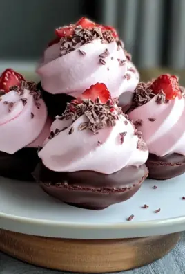 Chocolate Dipped Strawberry Meringues