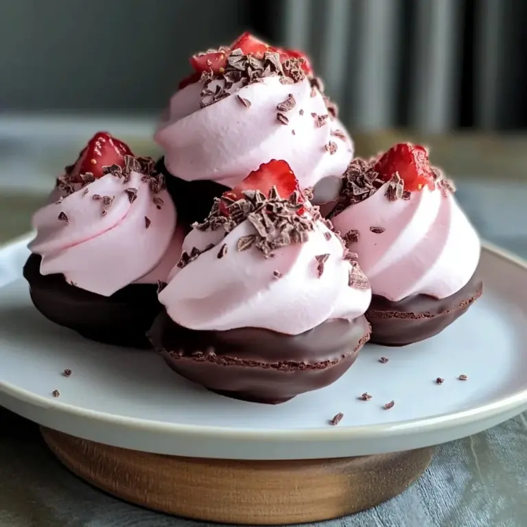 Chocolate Dipped Strawberry Meringues