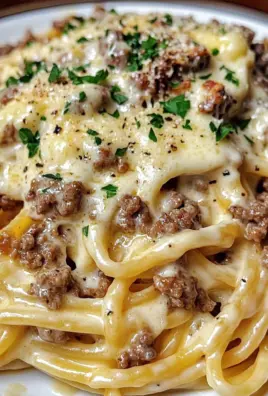 Creamy Beef Linguine with Cheesy Garlic Butter Alfredo