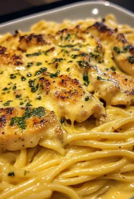 Creamy Chicken Spaghetti with Cheddar Garlic Parmesan Sauce