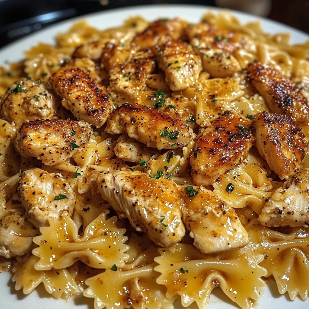 Creamy Garlic Butter Cajun Chicken Bowtie Pasta