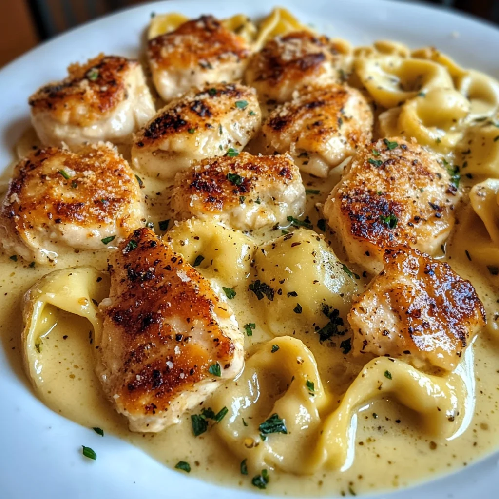 Creamy Garlic Parmesan Chicken Tortellini with Velveeta Asiago Sauce