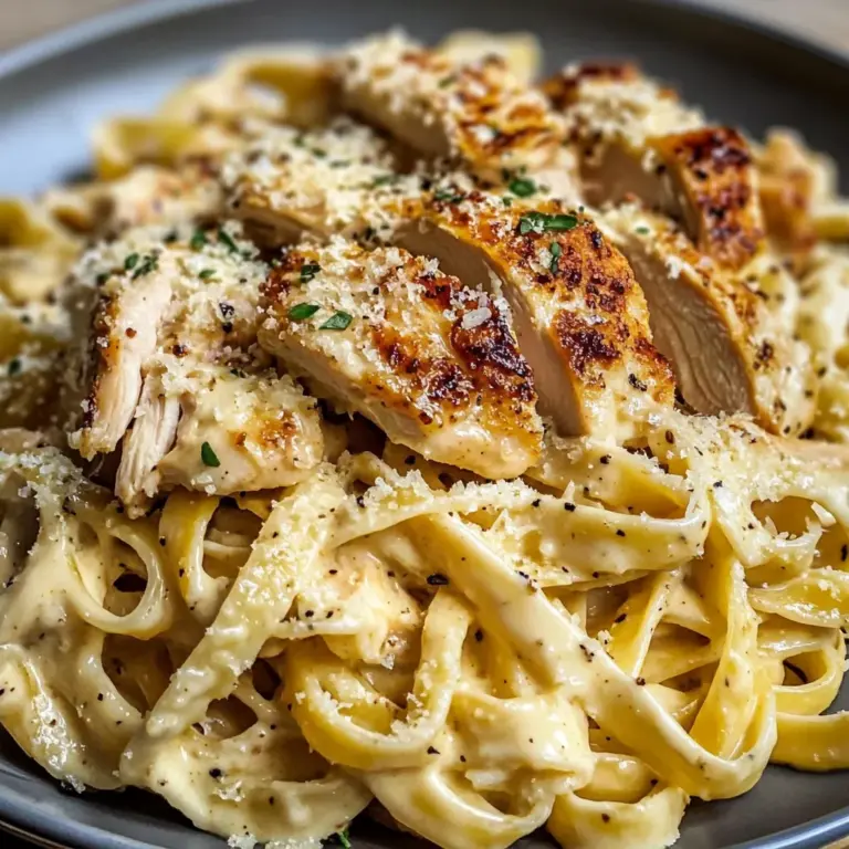 Creamy Garlic Parmesan Fettuccine with Garlic Butter Rotisserie Chicken