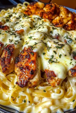 Garlic Butter Chicken Linguine with Mozzarella
