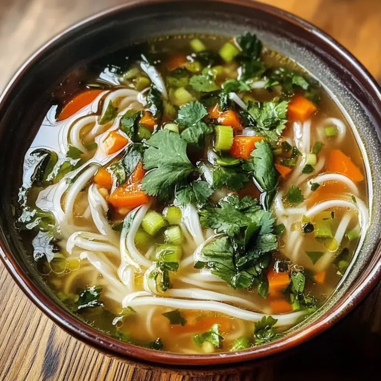 Healing Ginger Garlic Broth with Rice Noodles