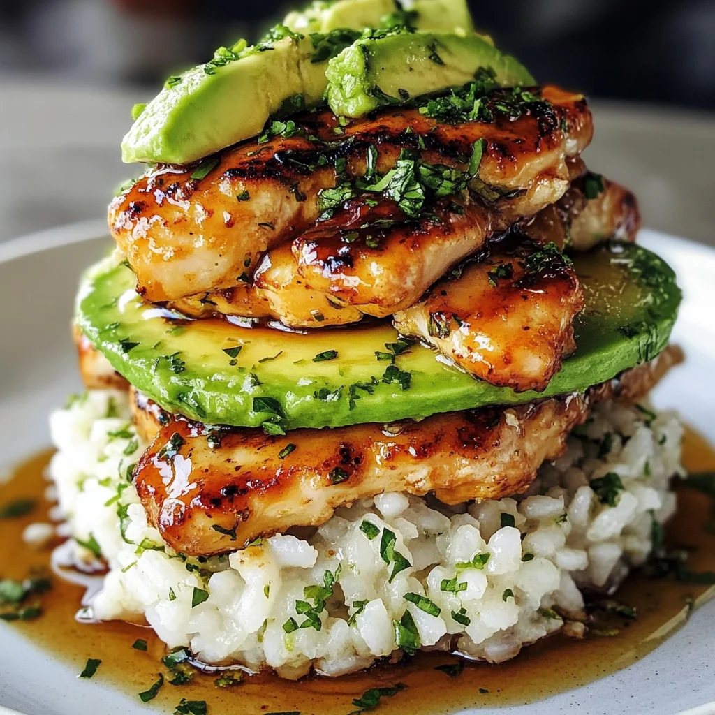 Honey Lime Chicken & Avocado Rice Stack