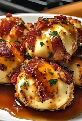 Indulge in Crispy Turkey Turkey Bacon Mozzarella Poppers with Sweet Glaze