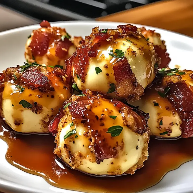 Indulge in Crispy Turkey Turkey Bacon Mozzarella Poppers with Sweet Glaze