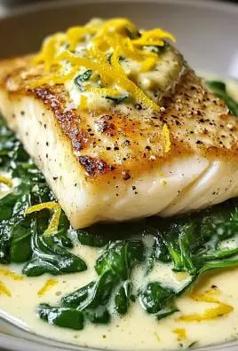 Luscious Lemon-Garlic Sea Bass with Creamed Spinach