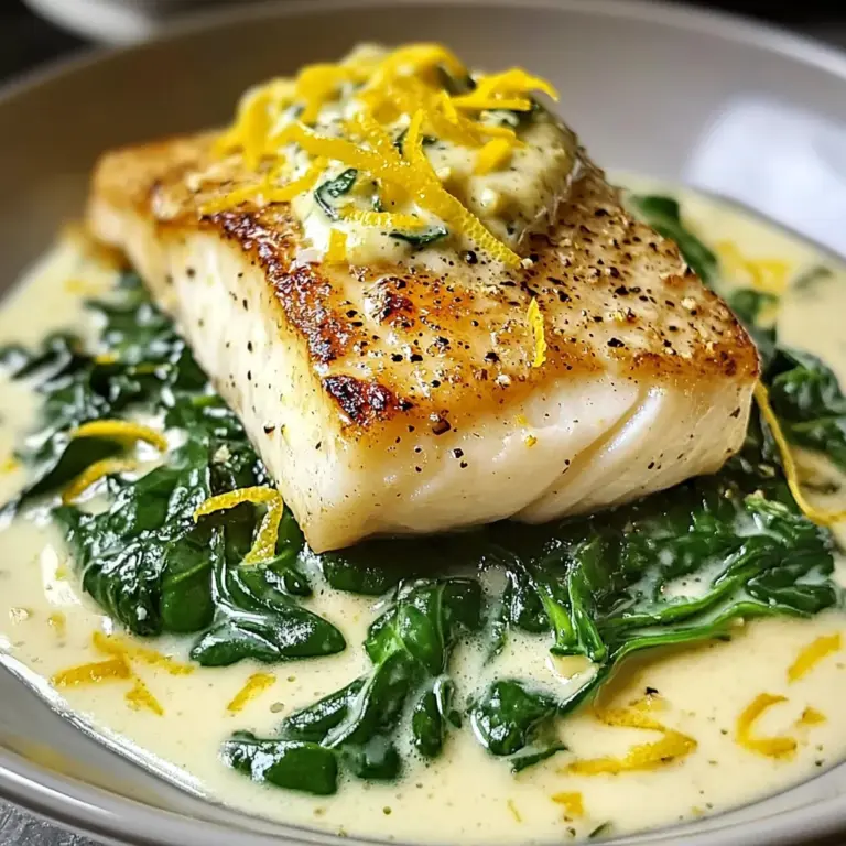 Luscious Lemon-Garlic Sea Bass with Creamed Spinach