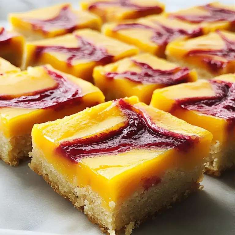 Mango Bars with Raspberry Swirl