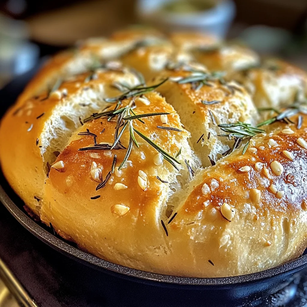 Rustic No-Knead Rosemary Garlic Bread