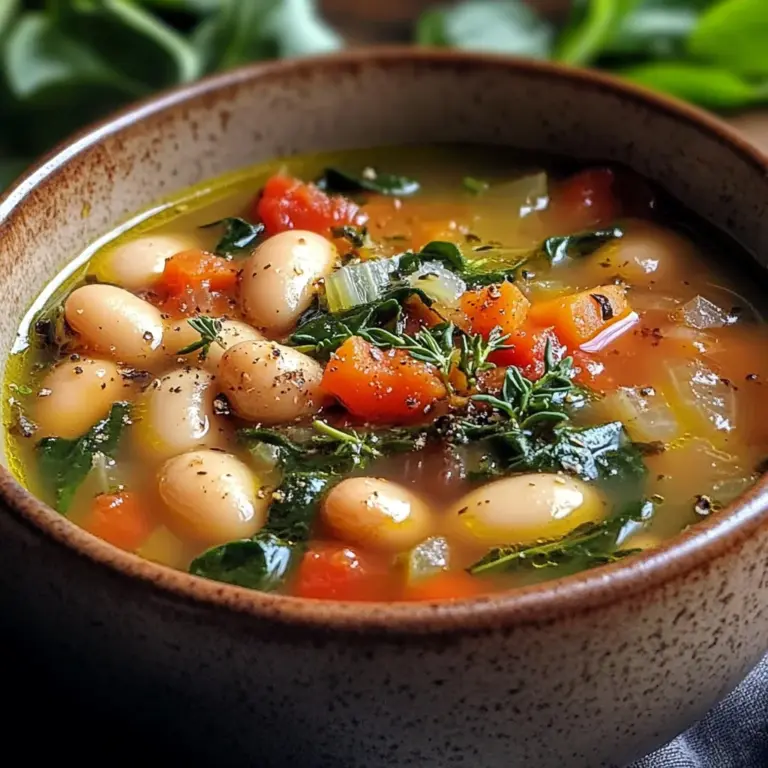 Rustic Tuscan Bean Soup with Fresh Herbs
