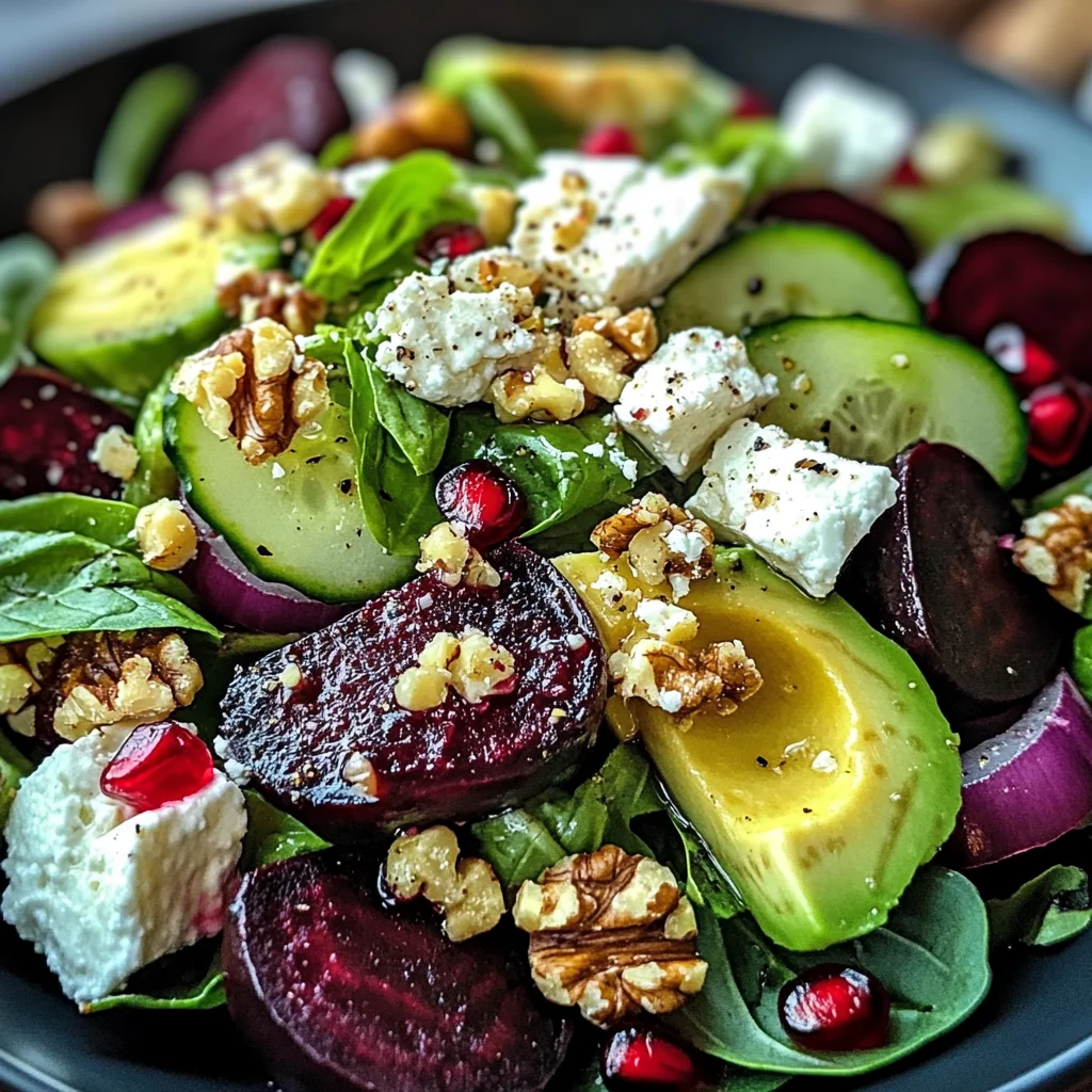 Vibrant Beet, Avocado & Feta Salad with Crunchy Walnuts