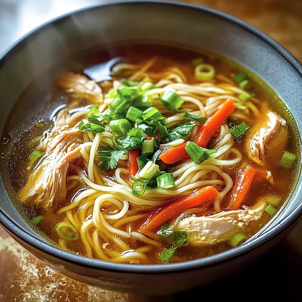 Aromatic Ginger Garlic Chicken Noodle Soup - Alrightwithme