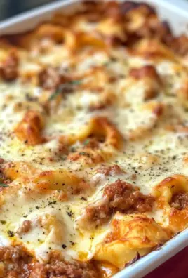 Cheesy Baked Tortellini Casserole With Meat Sauce