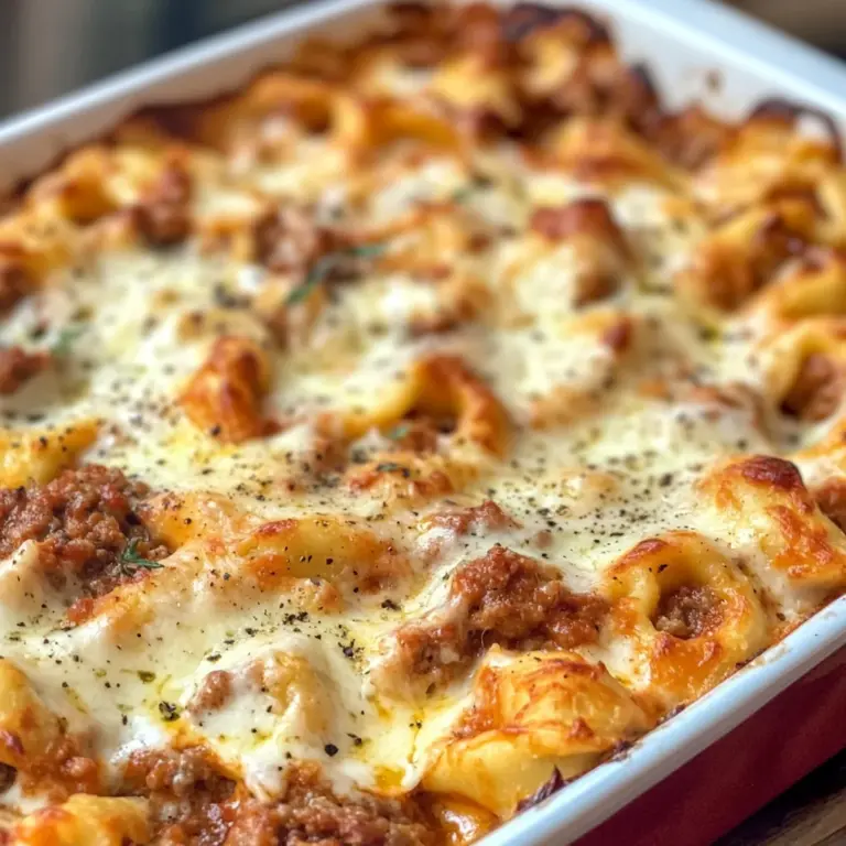 Cheesy Baked Tortellini Casserole With Meat Sauce