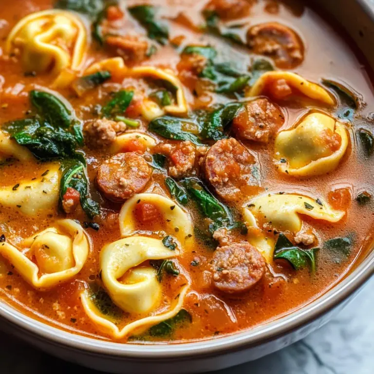 Crockpot Tortellini Soup with beef Sausage