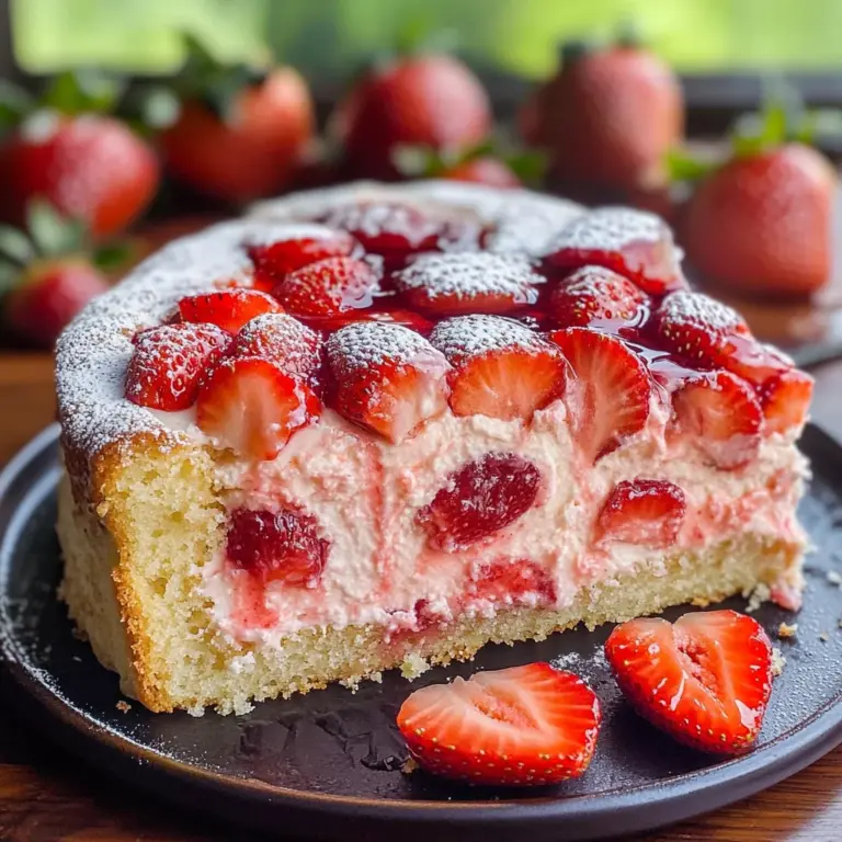 Easy Strawberry Cake with Strawberry Sauce