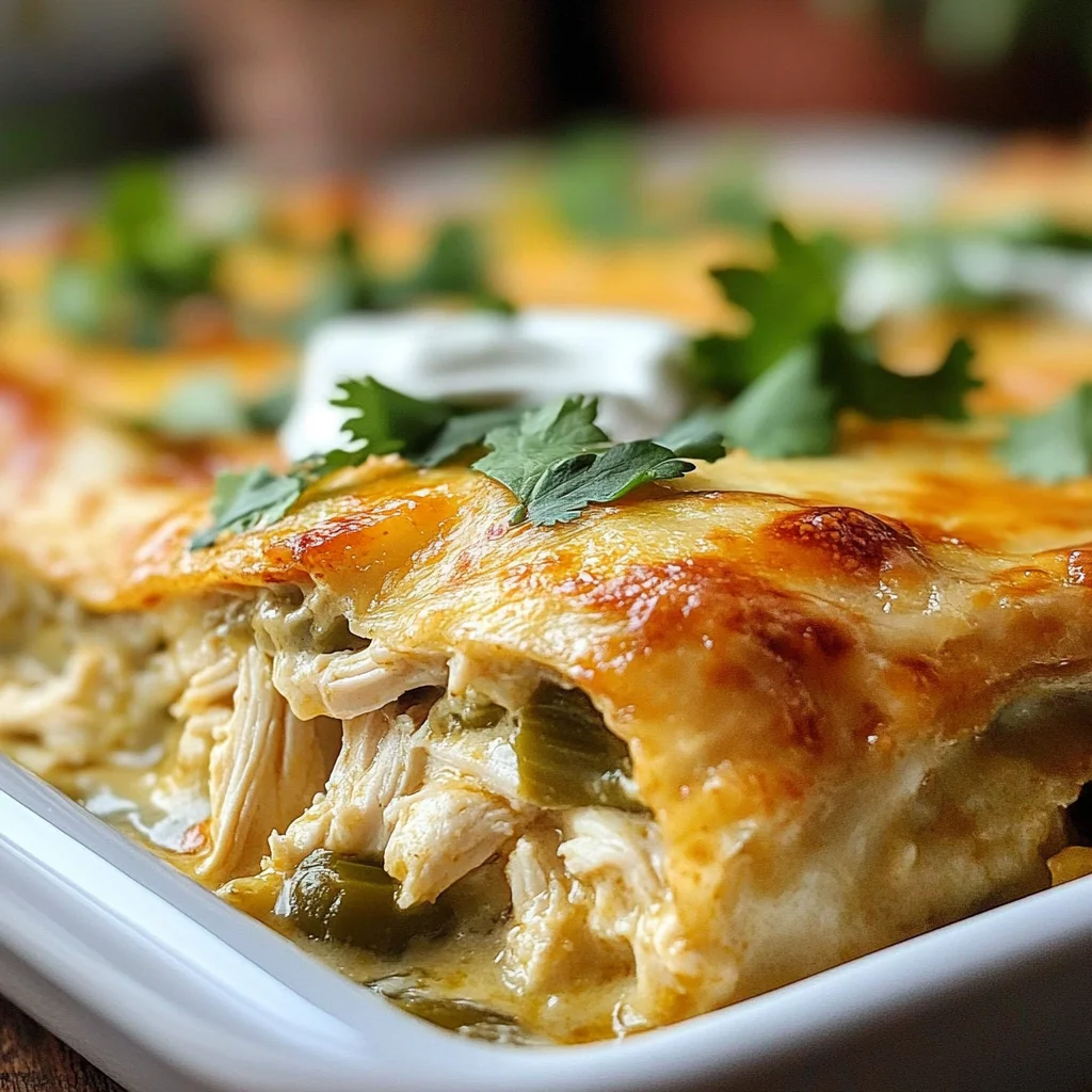 Quick and Easy Green Chile Chicken Enchilada Casserole