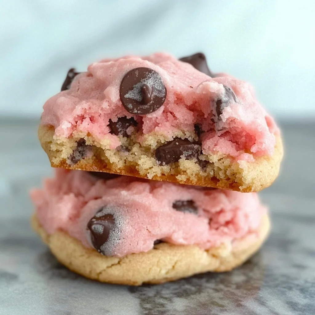 Strawberry Cake Mix Cookies with Chocolate Chips