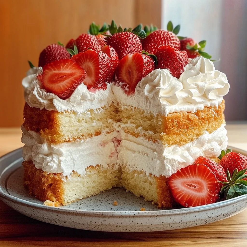 Angel Food Cake with Strawberries & Cream