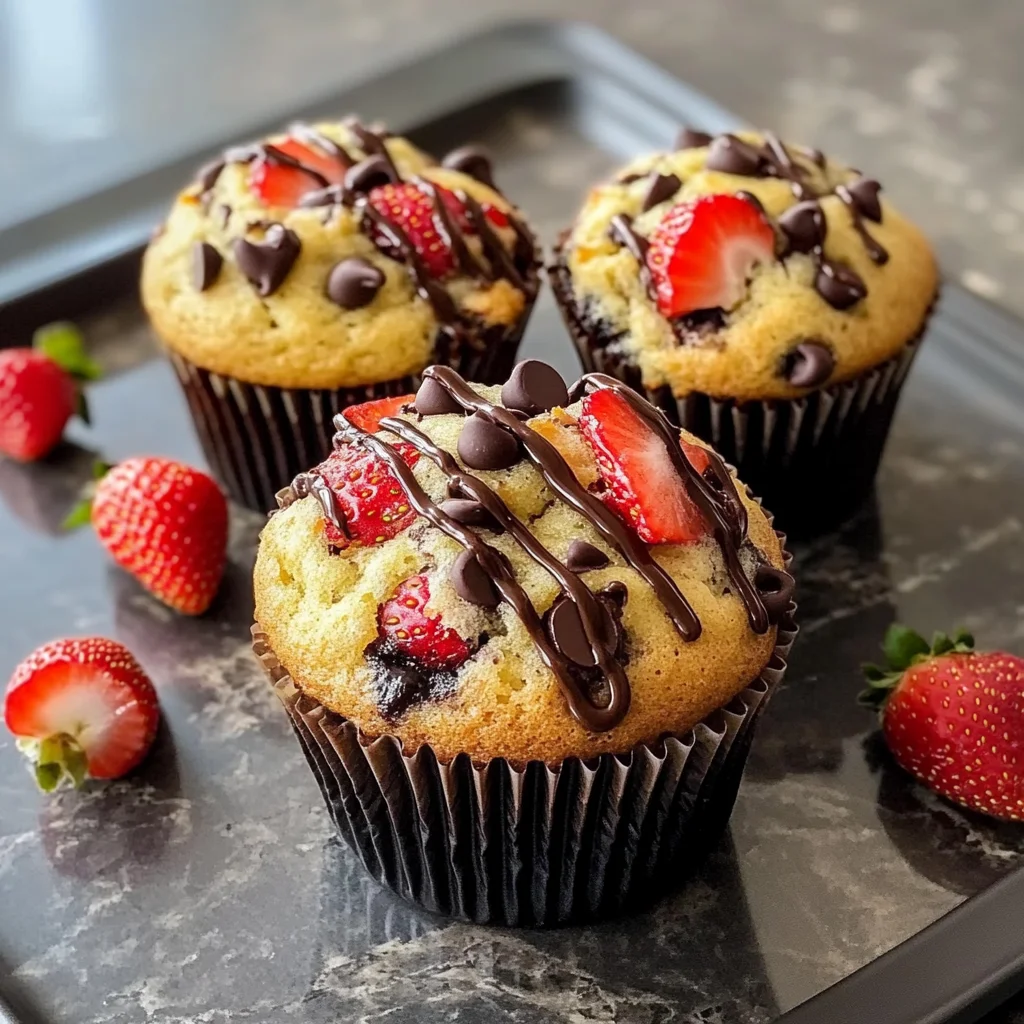 Bakery-Style Strawberry Chocolate Chip Muffins