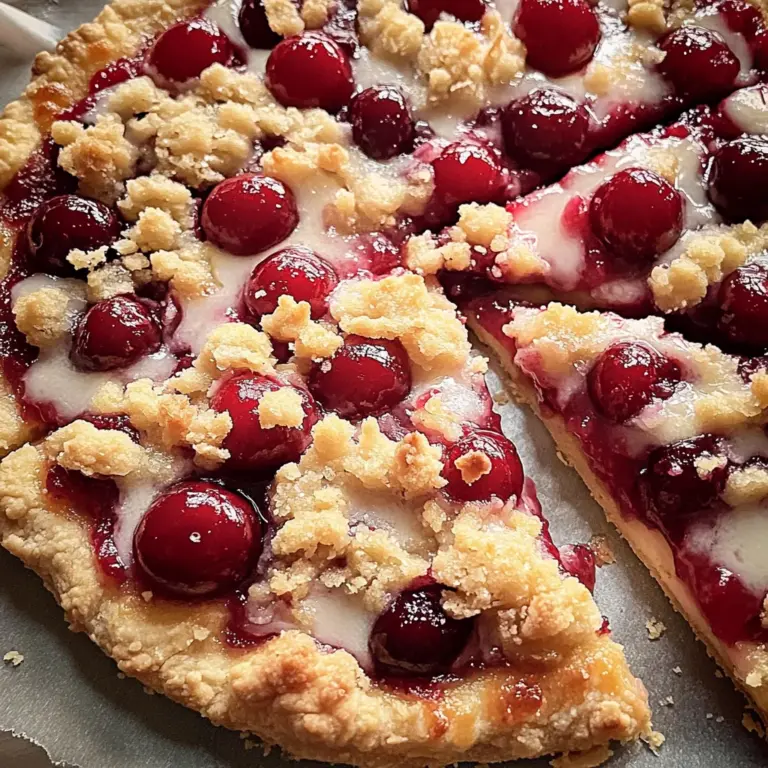 Cherry Dessert Pizza with Cherry Pie Filling and Crumble Topping Recipe