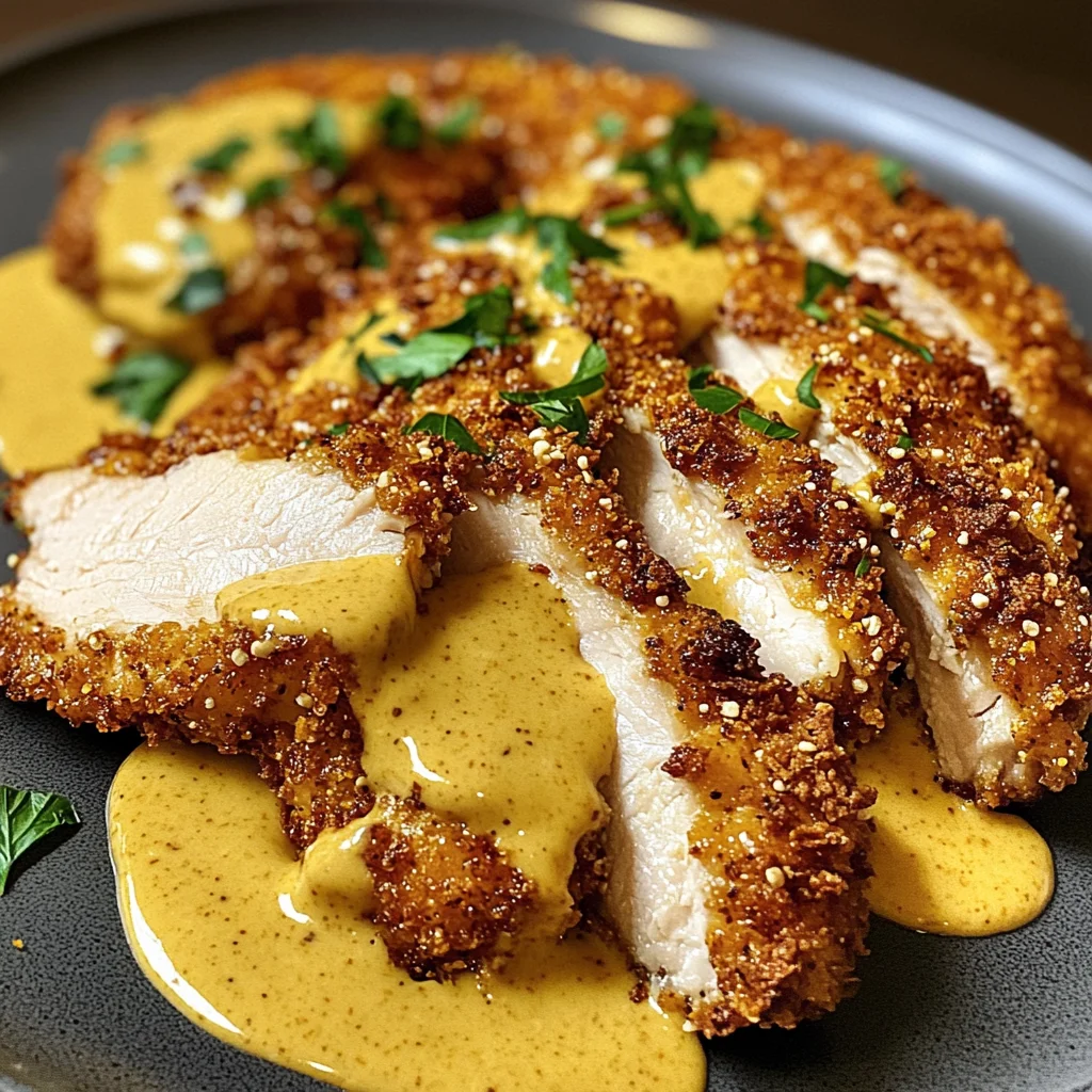 Crispy Pretzel Crusted Chicken with Cheddar Mustard Sauce Recipe