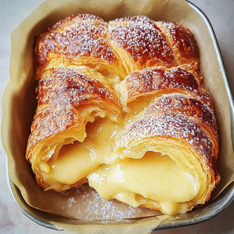 Lemon and custard croissant pudding