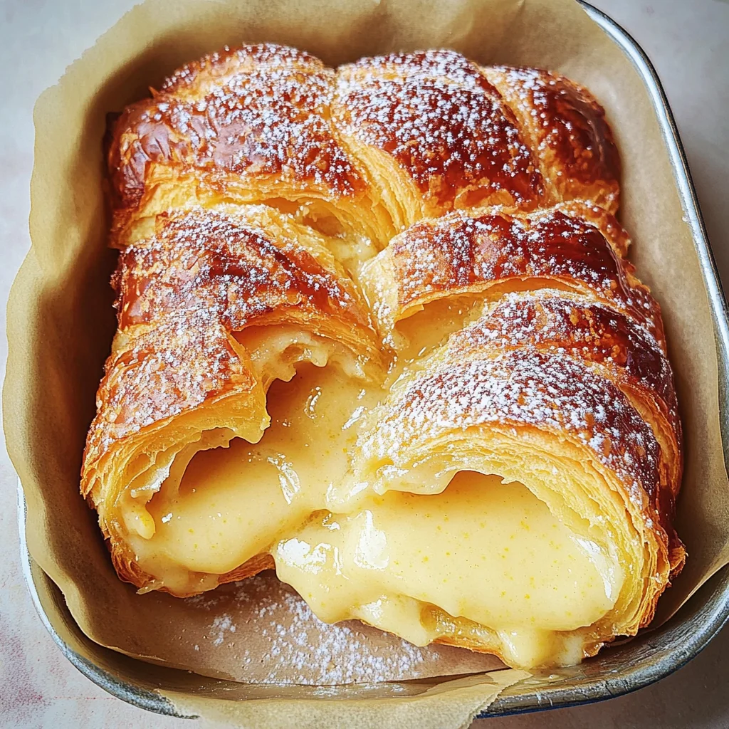 Lemon and custard croissant pudding
