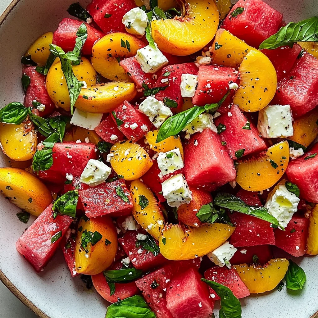 Refreshing and Juicy Watermelon Peach Salad for Hot Summer Days