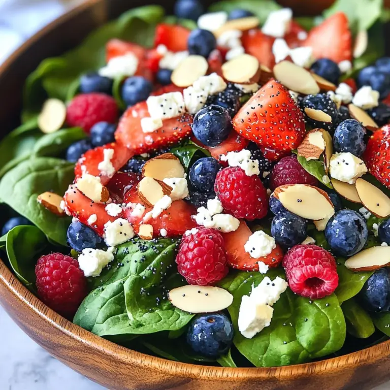 Spinach Berry Salad with Sweet Poppy Seed Dressing
