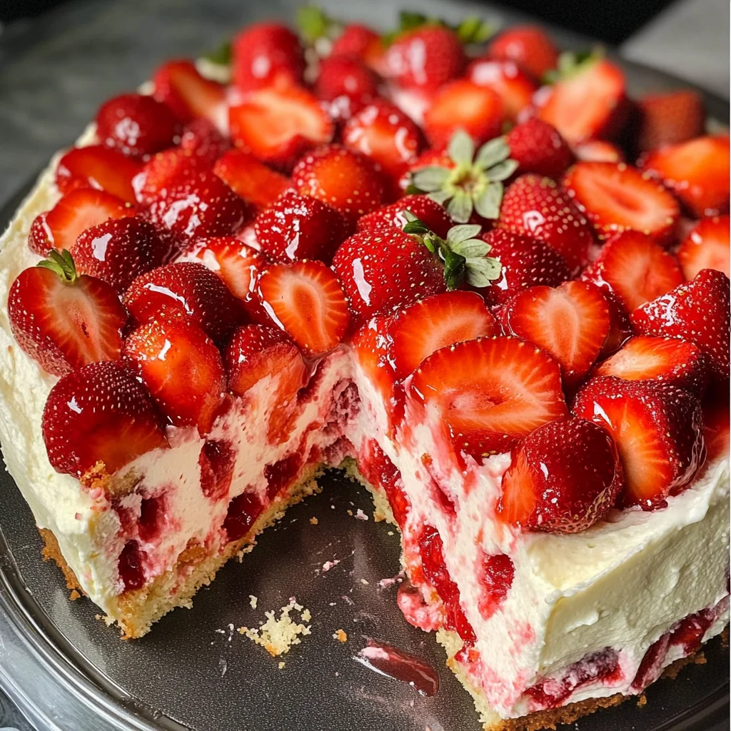 Strawberry Cheesecake Poke Cake