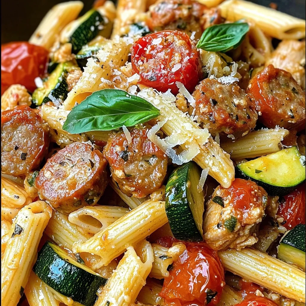 Chicken Sausage Pasta with Zucchini and Tomatoes