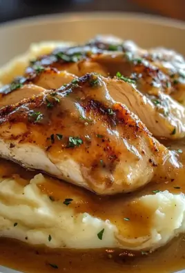 Chicken and Garlic Gravy with Cheesy Mashed Potatoes