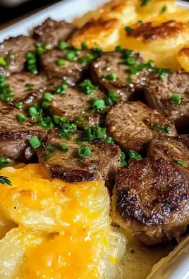 Garlic Butter Steak Bites with Loaded Scalloped Potatoes