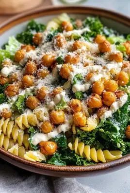 Pasta Caesar Salad with Roasted Chickpeas