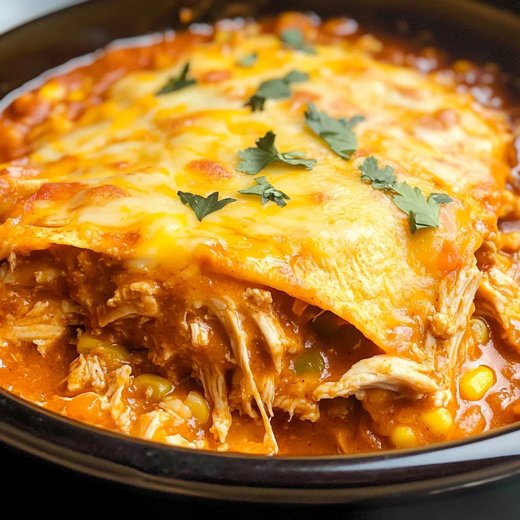 Slow Cooker Chicken Enchilada Casserole