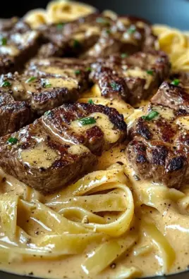 Smoky Cajun Steak Tips Over Velvety Fettuccine