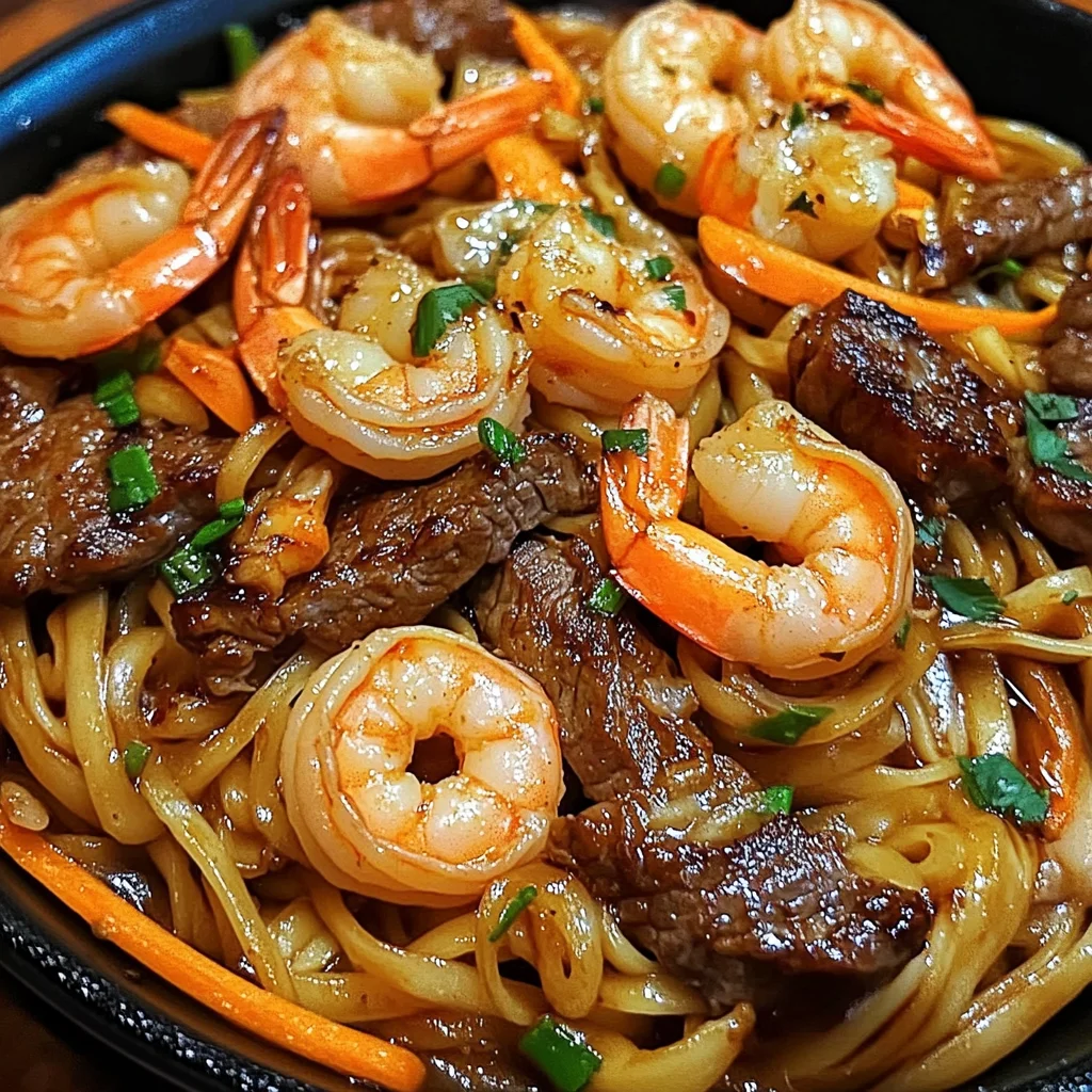 Steak and Shrimp Stir-Fried Noodles