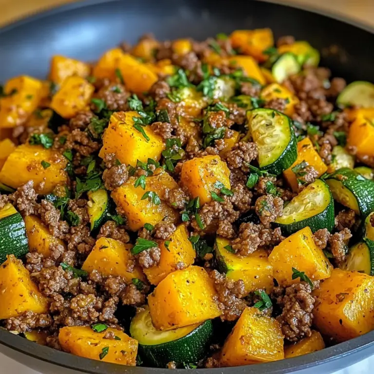 Sweet Potato & Zucchini Ground Beef Skillet