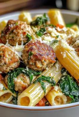 Turkey & Ricotta Meatballs with Garlic Spinach Rigatoni